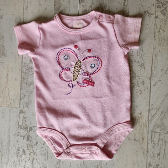 Carter's pink bodysuits with butterflies (set of 2) Size 3 mo - Picture 2 of 13